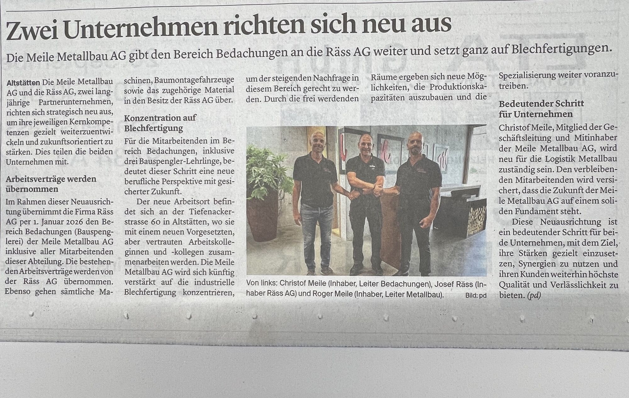 Zeitungsbericht
